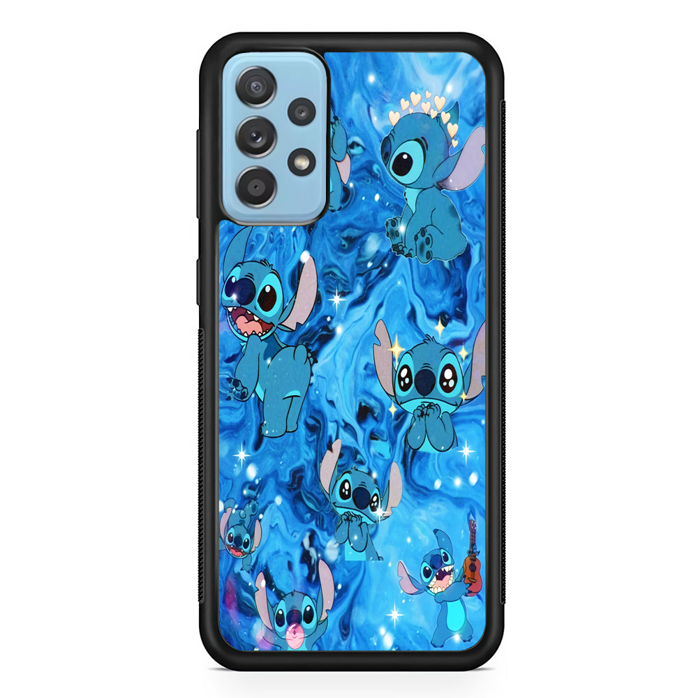 Stitch Aesthetic With Marble Blue Samsung Galaxy A72 Case
