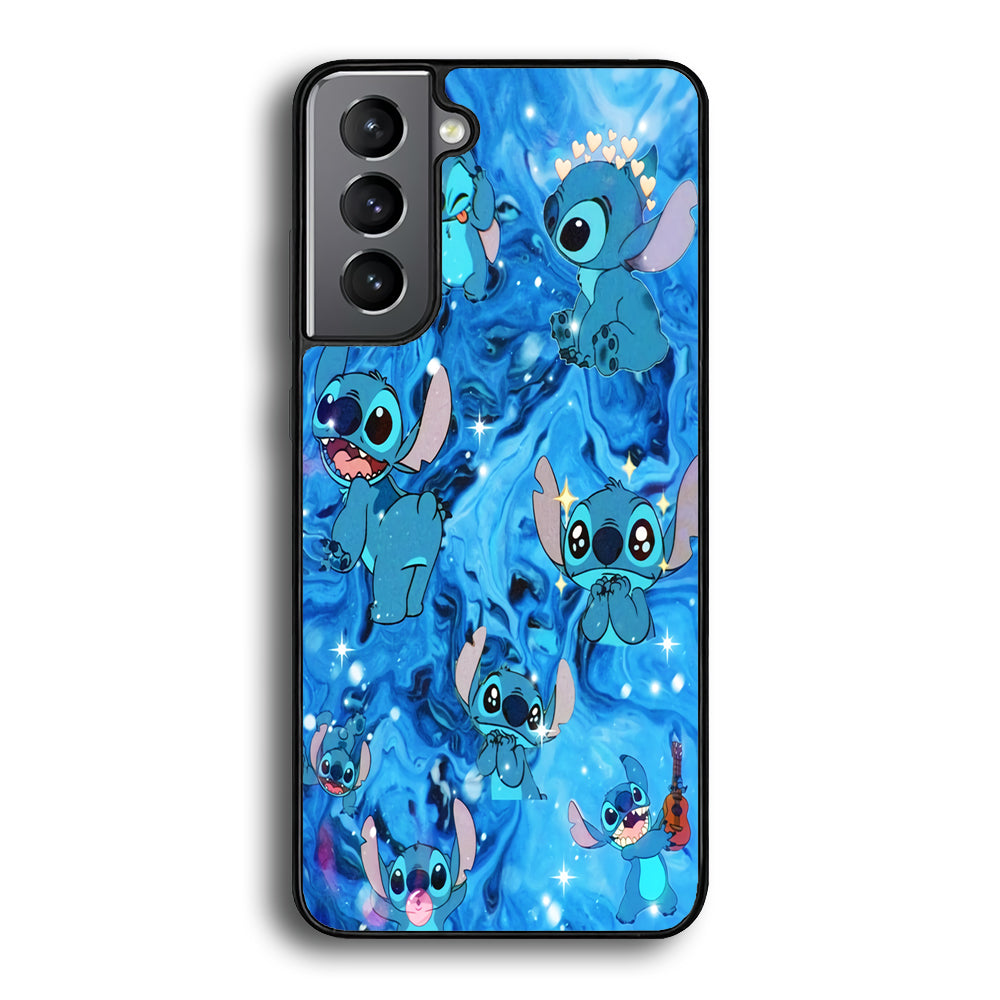 Stitch Aesthetic With Marble Blue Samsung Galaxy A16 Case - Ezzystore