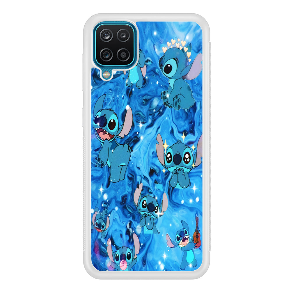 Stitch Aesthetic With Marble Blue Samsung Galaxy A12 Case