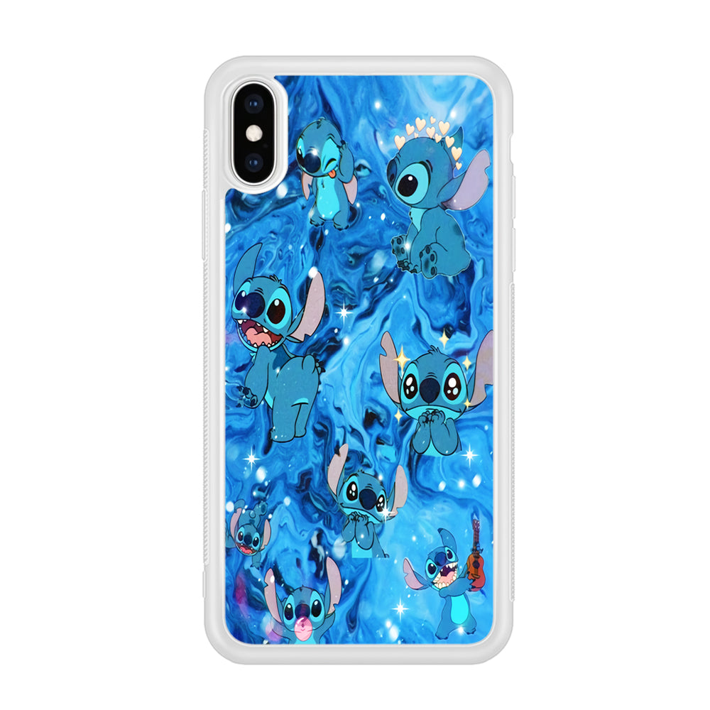 Stitch Aesthetic With Marble Blue iPhone XS Case