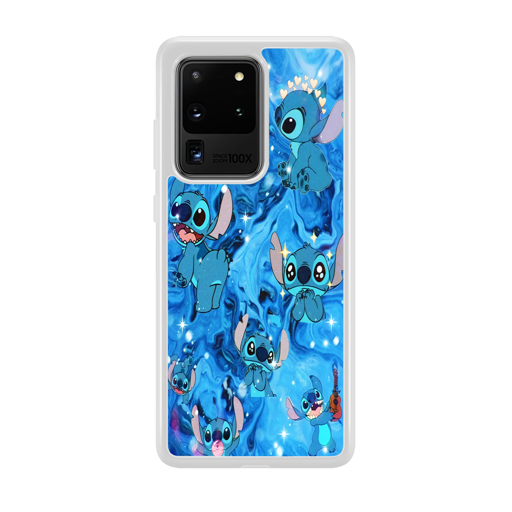 Stitch Aesthetic With Marble Blue Samsung Galaxy S20 Ultra Case