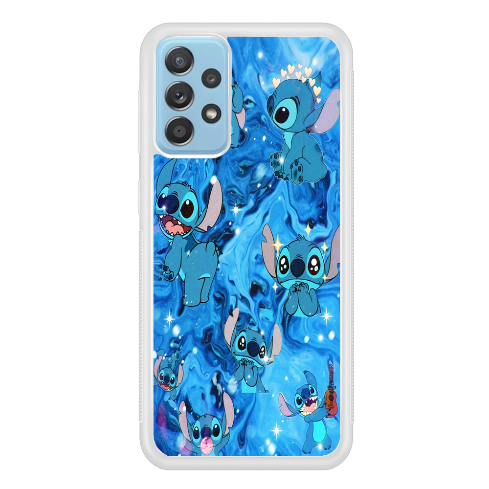 Stitch Aesthetic With Marble Blue Samsung Galaxy A72 Case