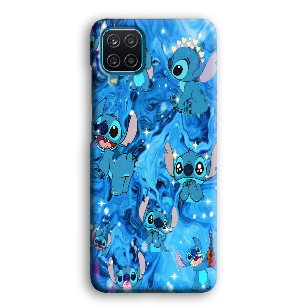 Stitch Aesthetic With Marble Blue Samsung Galaxy A12 Case