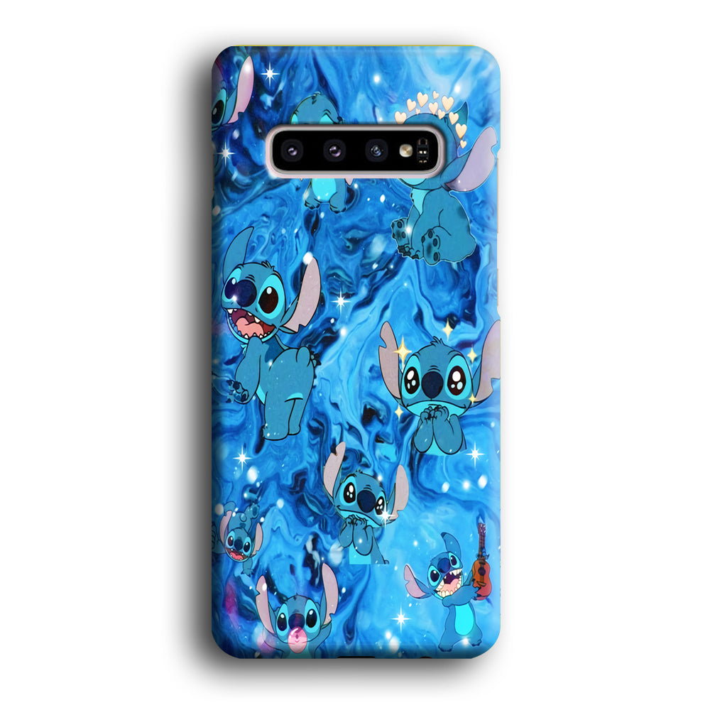 Stitch Aesthetic With Marble Blue Samsung Galaxy S10 Plus Case