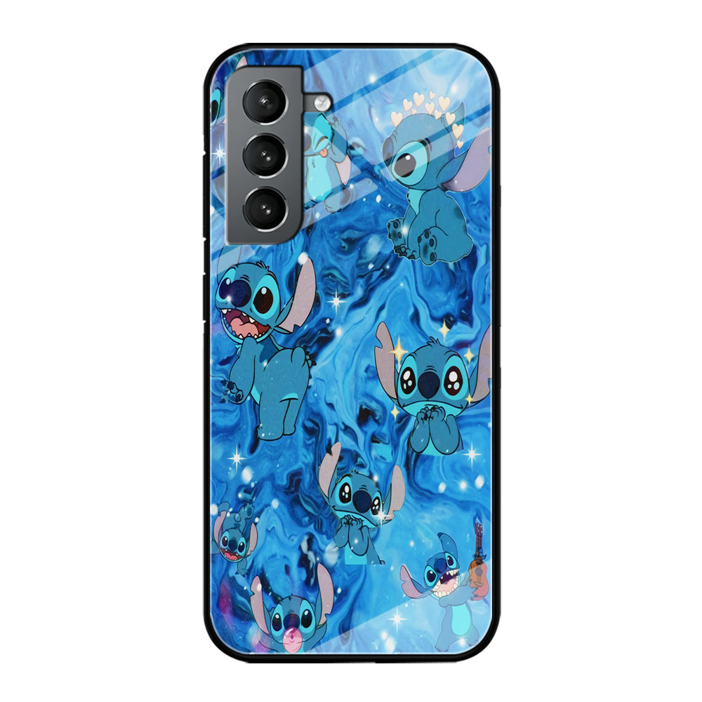 Stitch Aesthetic With Marble Blue Samsung Galaxy S21 Plus Case