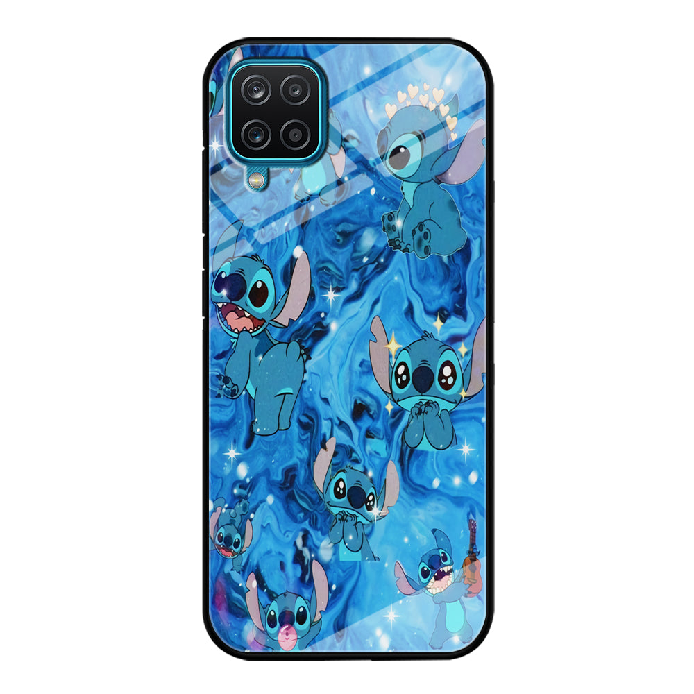 Stitch Aesthetic With Marble Blue Samsung Galaxy A12 Case