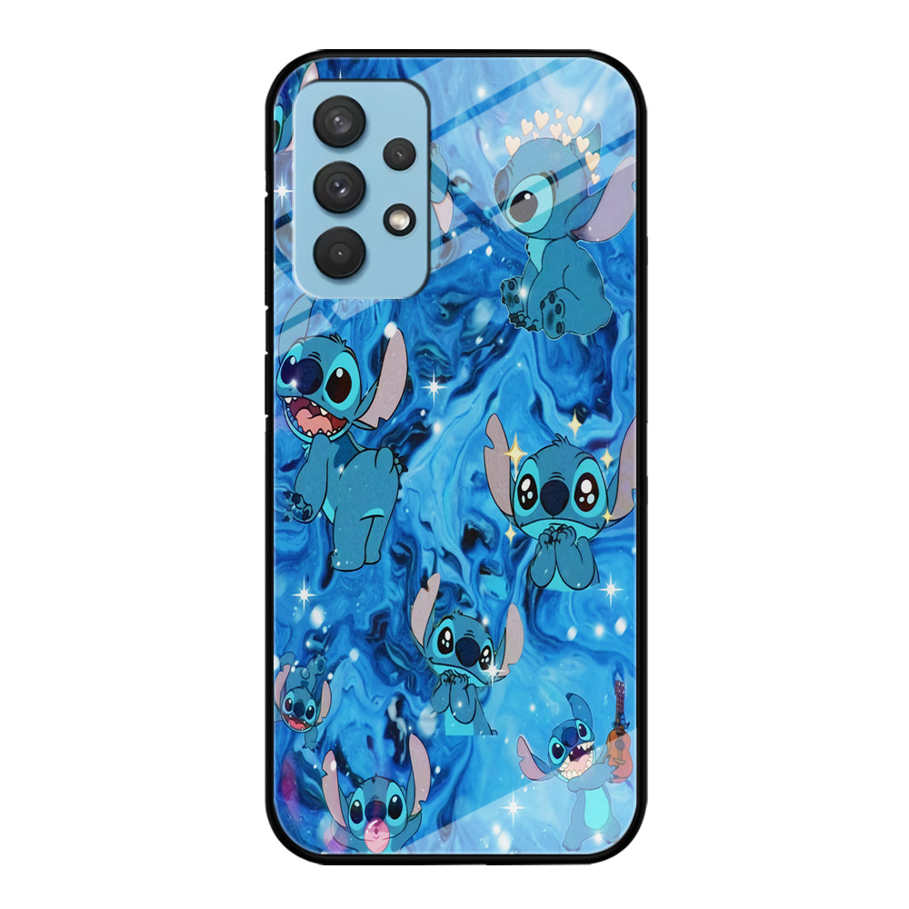 Stitch Aesthetic With Marble Blue Samsung Galaxy A32 Case