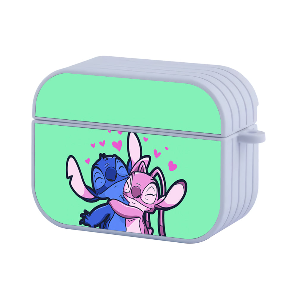 Stitch And Angel Hug Romance Hard Plastic Case Cover For Apple Airpods Pro