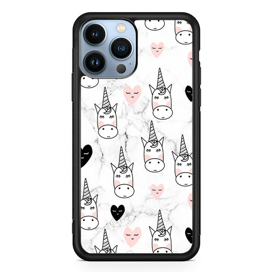 Unicorn Marble White iPhone 15 Pro Case