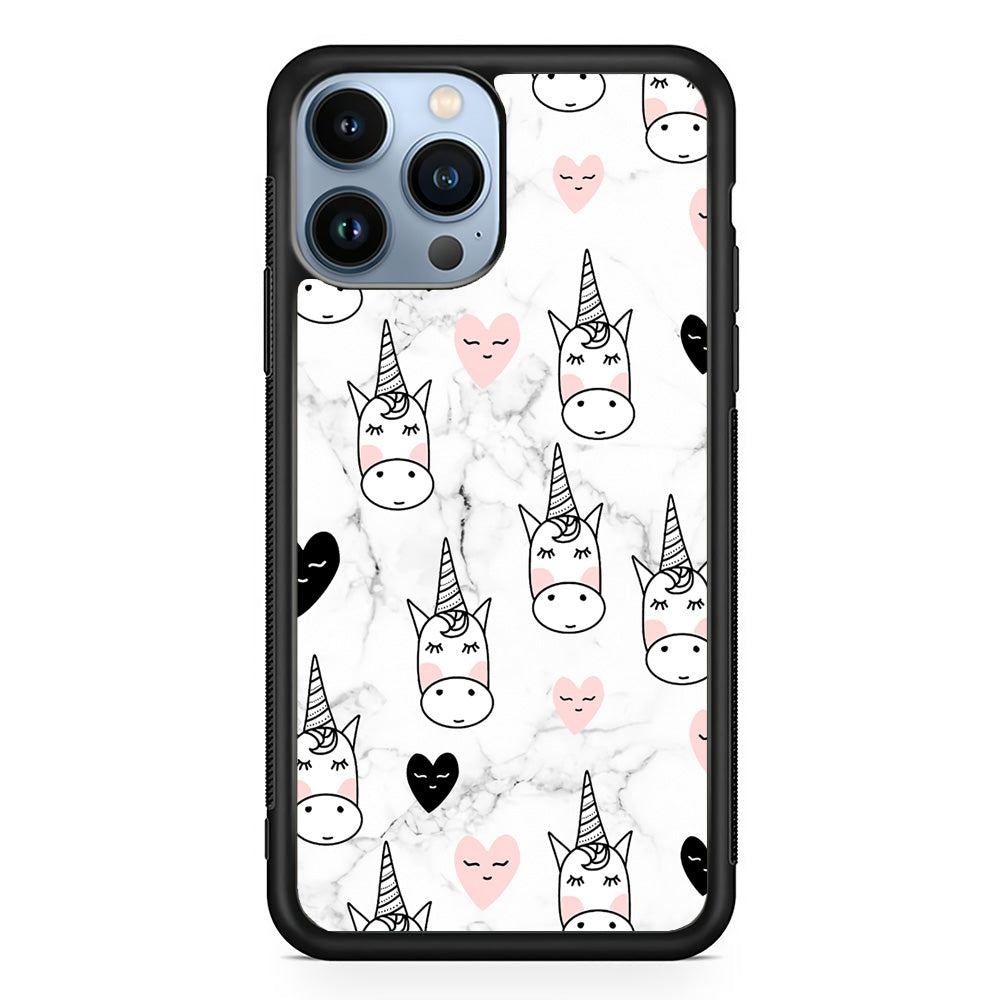 Unicorn Marble White iPhone 15 Pro Max Case