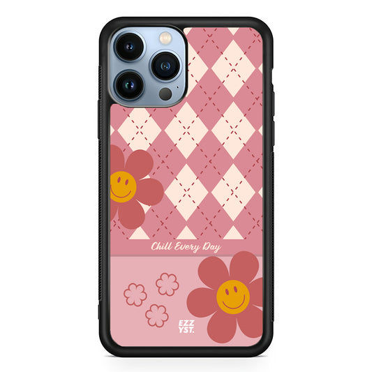 Vertical Square Patern Chill Every Day with Smiley Flower Magsafe iPhone Case