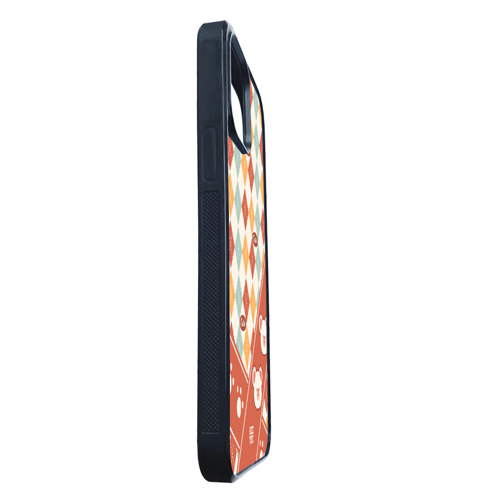 Vertical Square Patern Cute White Bear Magsafe iPhone Case
