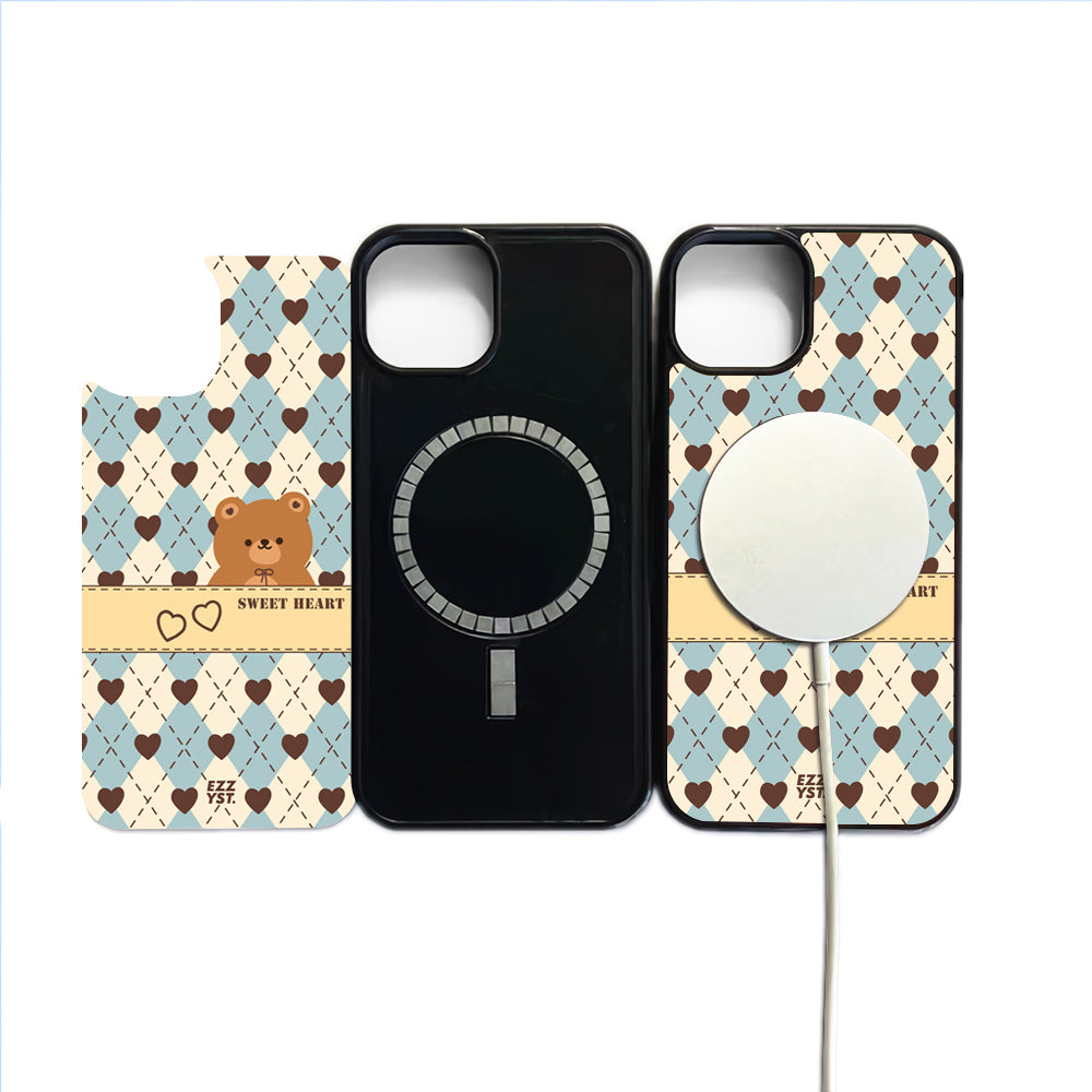 Vertical Square Patern Lovely Sweet Heart Magsafe iPhone Case