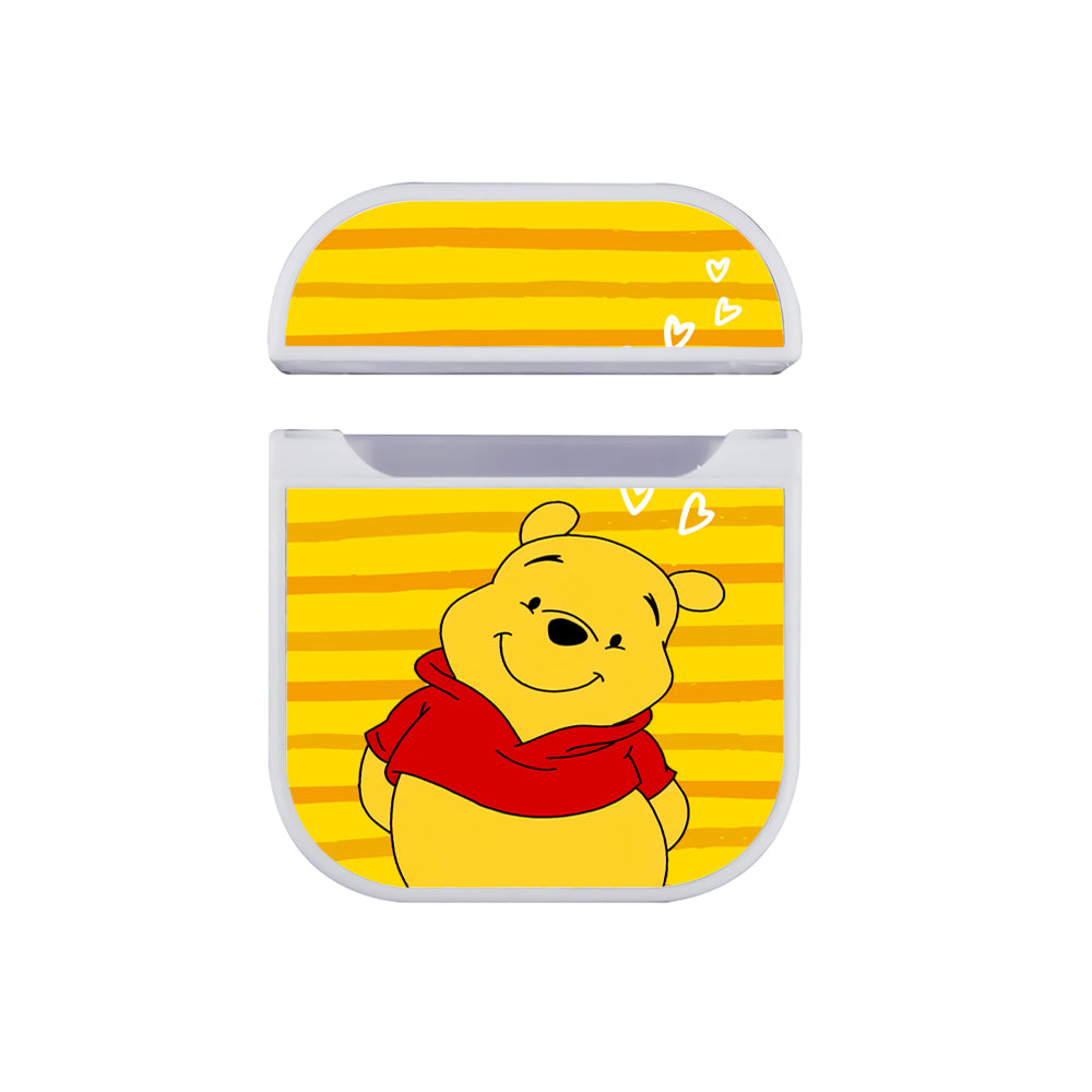 Winnie The Pooh Stripe And Love Hard Plastic Case Cover For Apple Airpods