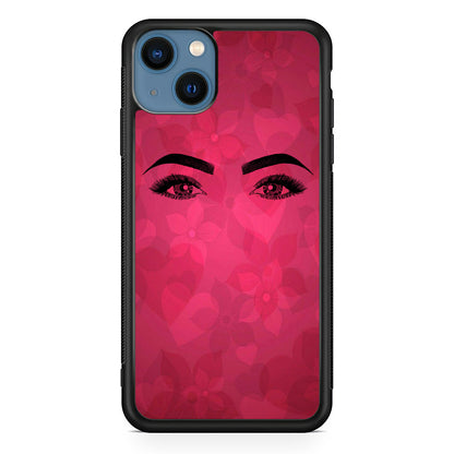 Woman Beauty Eye Brows Purple Flowers And Love  iPhone 15 Plus Case