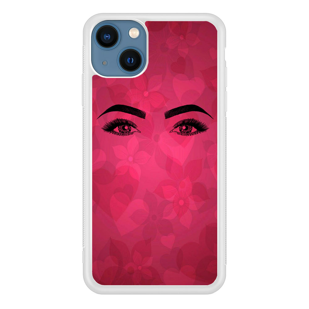 Woman Beauty Eye Brows Purple Flowers And Love  iPhone 15 Case