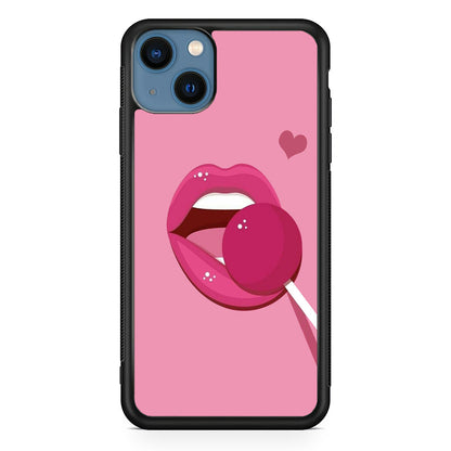 Woman Lip And Lolipop Pink iPhone 14 Case
