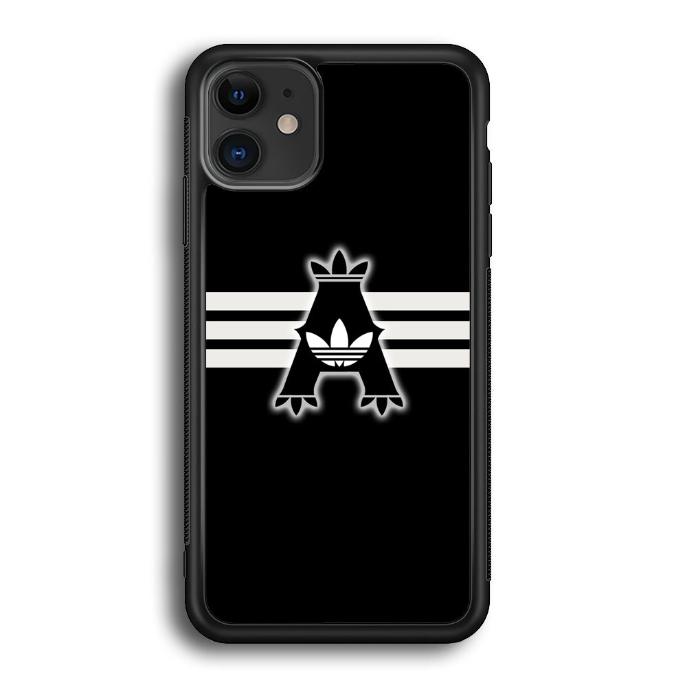 Adidas Royal Black Logo Stripe iPhone 12 Case