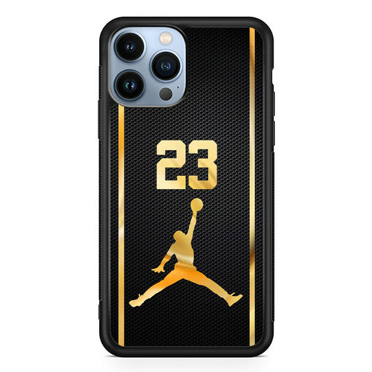 Air Jordan Carbon Stripe Gold iPhone 13 Pro Max Case