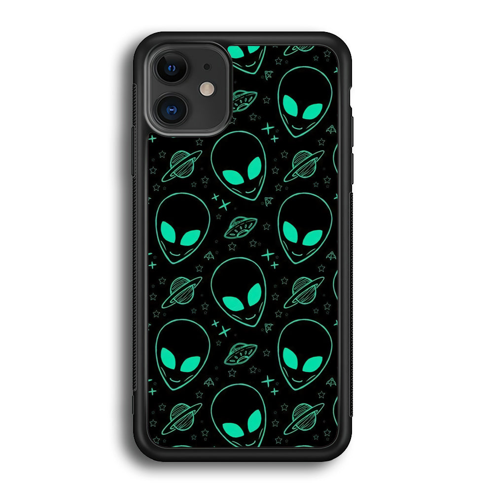 Alien Green Doodle iPhone 12 Case