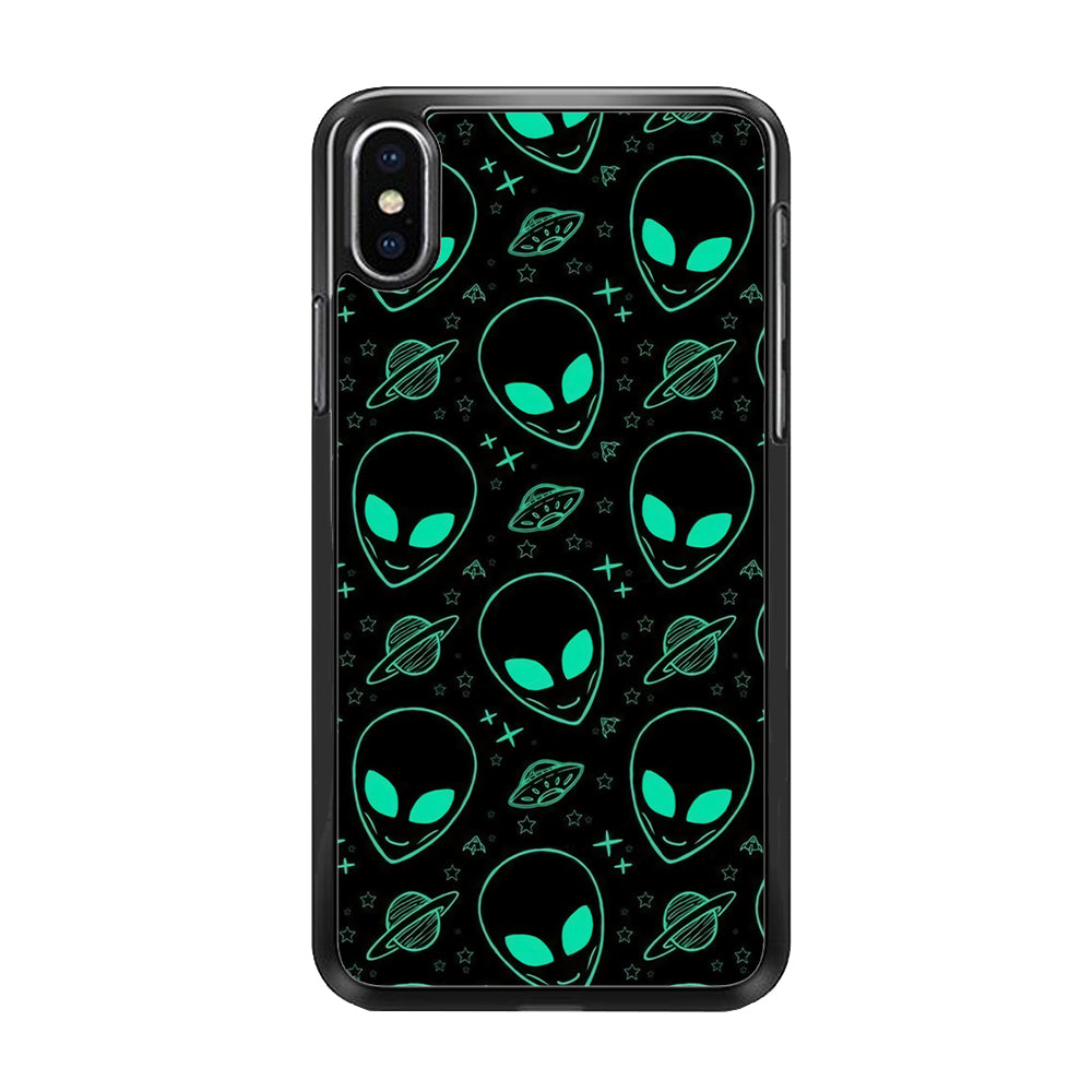 Alien Green Doodle iPhone Xs Case