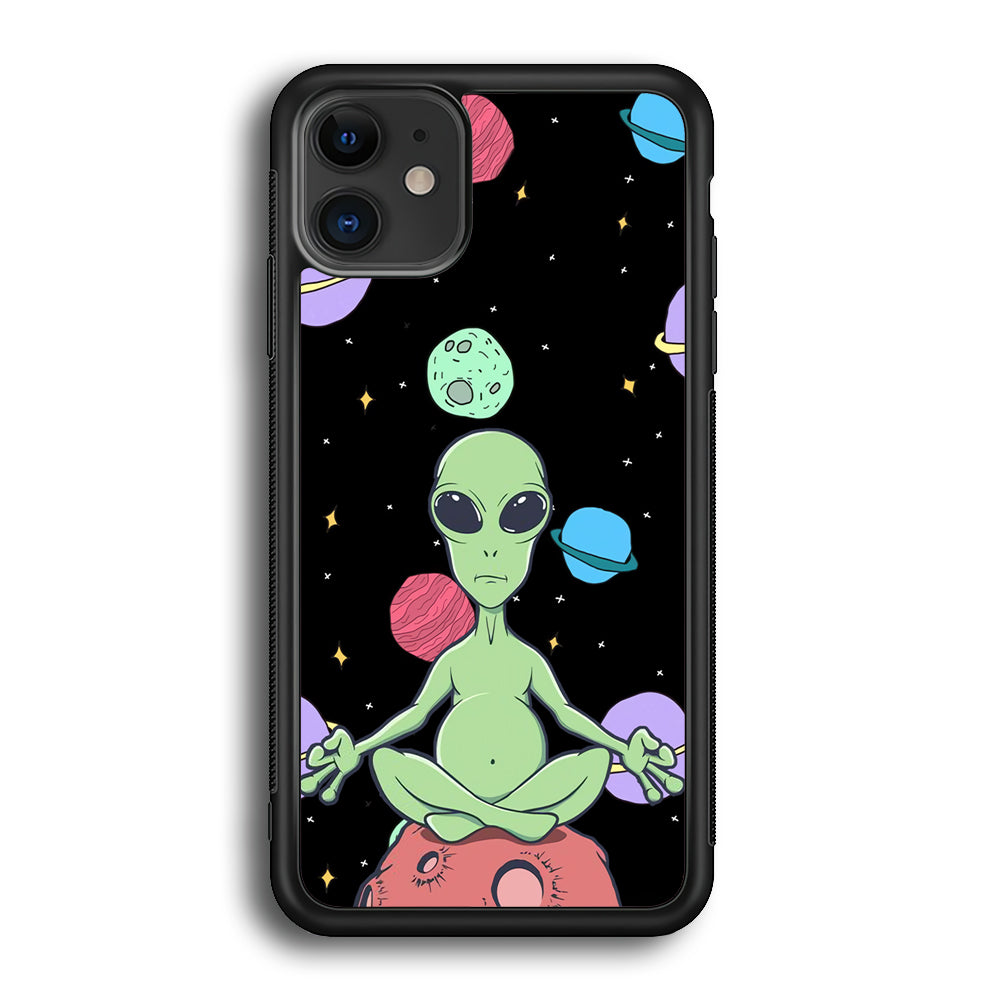 Alien Yoga Style On Space iPhone 12 Case