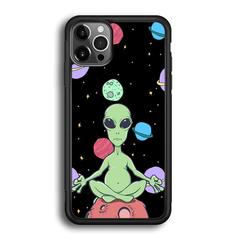 Alien Yoga Style On Space iPhone 12 Pro Case