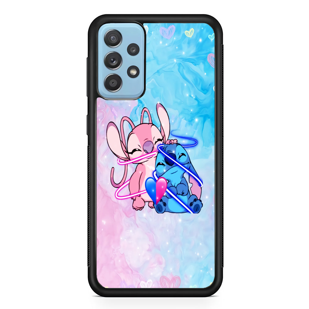 Angel and Stitch Aesthetic Marble Samsung Galaxy A72 Case