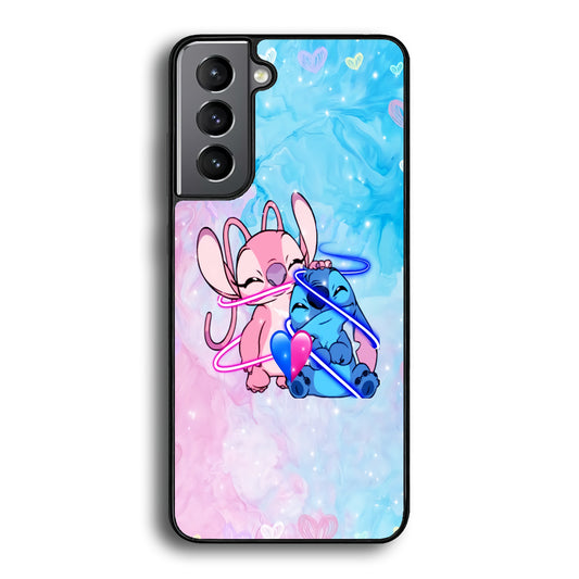 Angel and Stitch Aesthetic Marble Samsung Galaxy S21 Case