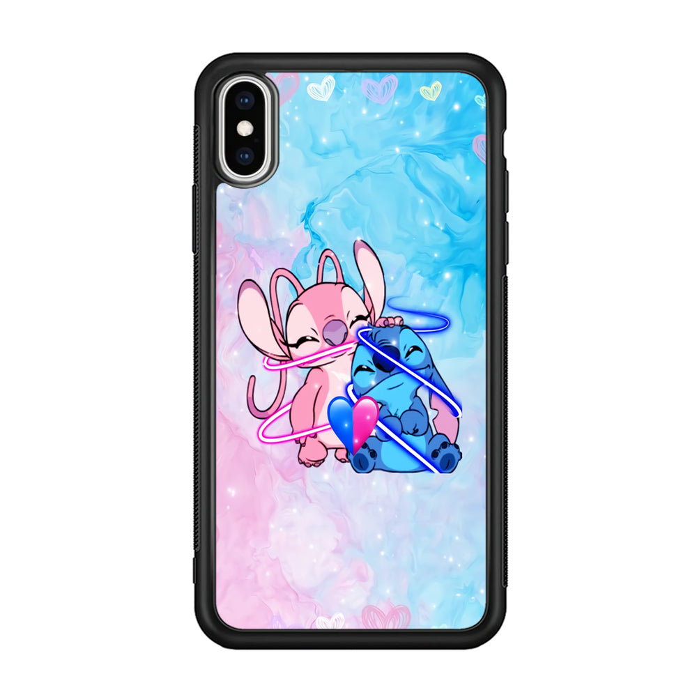 Angel and Stitch Aesthetic Marble iPhone XS Case