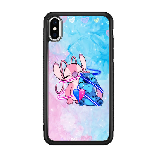 Angel and Stitch Aesthetic Marble iPhone XS Case
