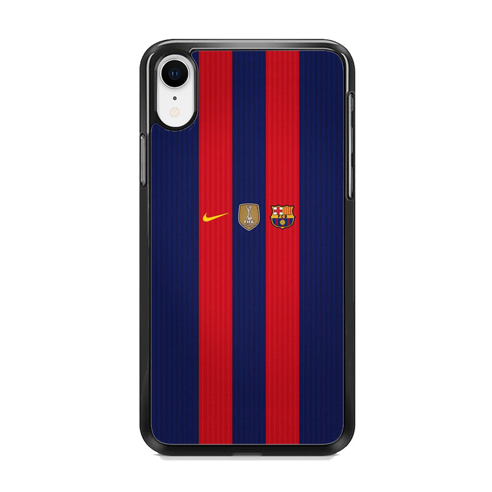 Barcelona Stripe Jersey Three Logo iPhone XR Case