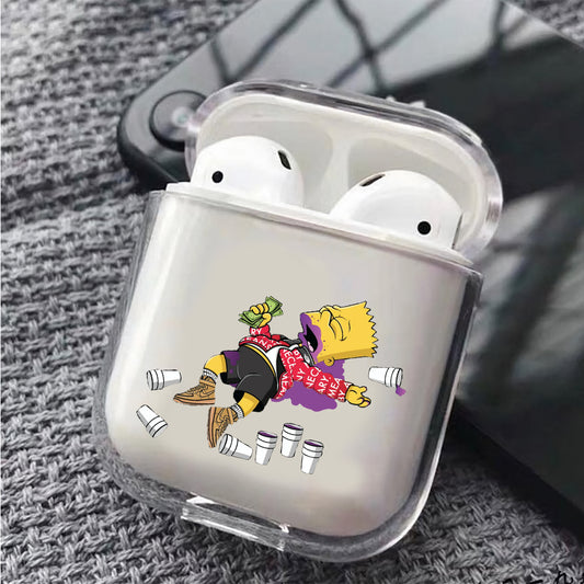 Bart Simpson Drunk Protective Clear Case Cover For Apple Airpods