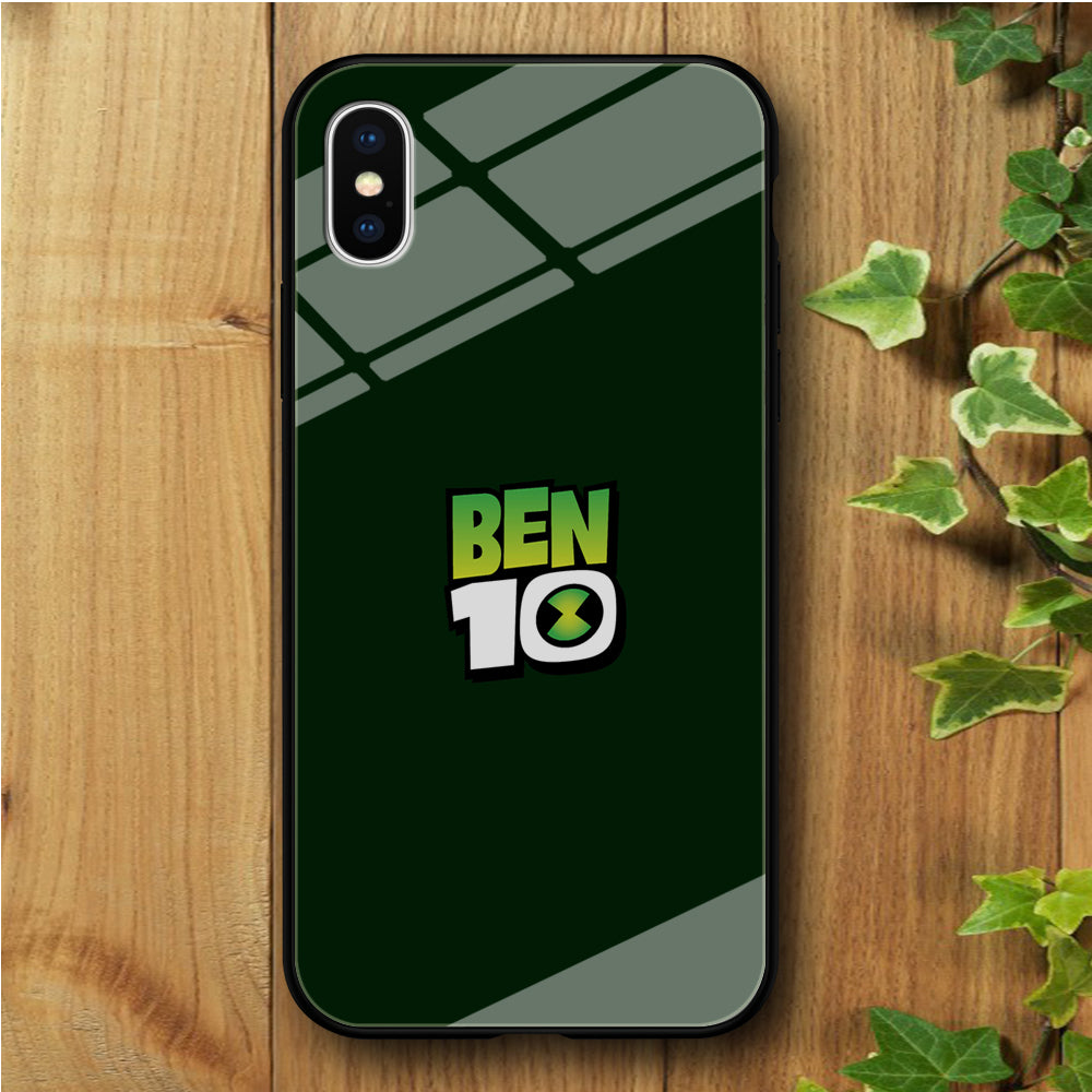 Ben 10 Logo Green iPhone Xs Tempered Glass Case