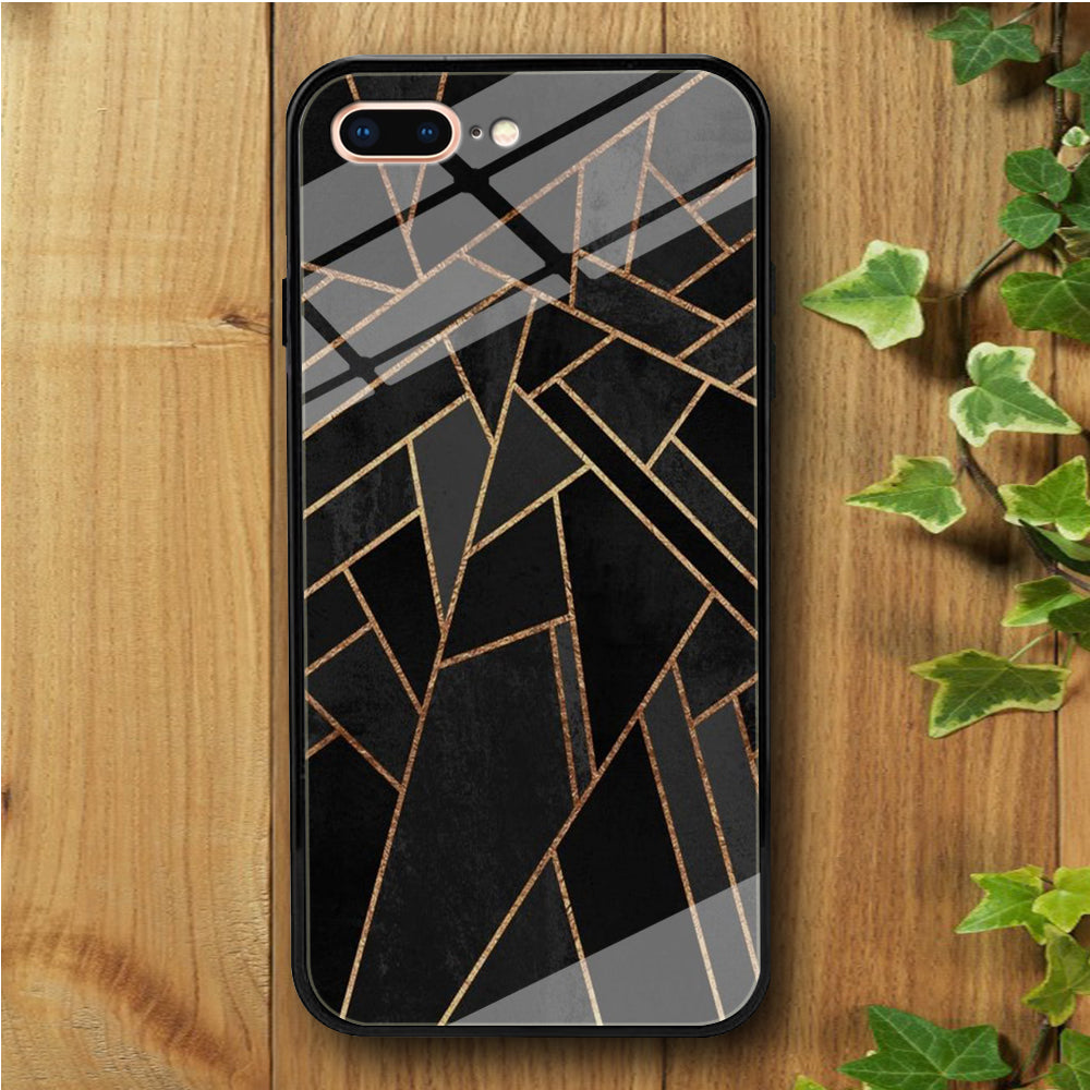 Ceramics Black Gold iPhone 8 Plus Tempered Glass Case