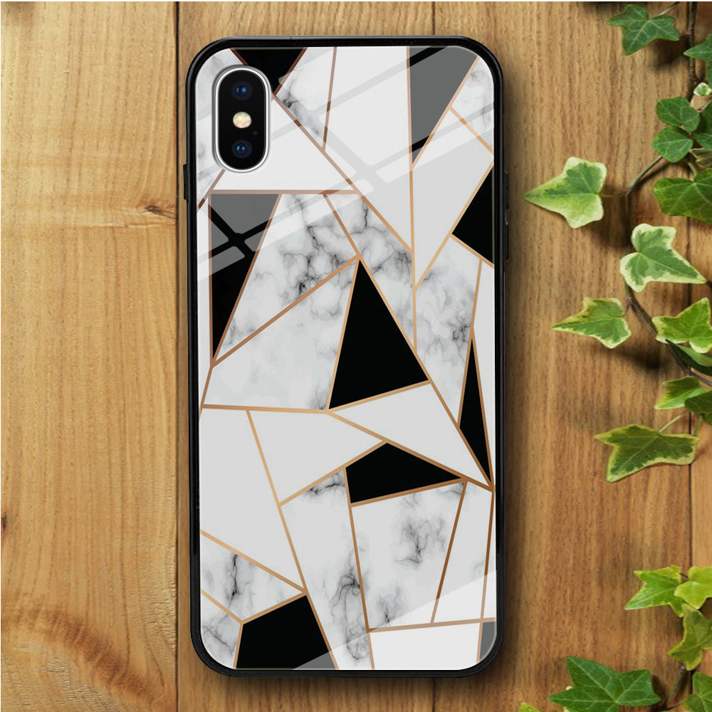 Ceramics Black White Gold iPhone X Tempered Glass Case