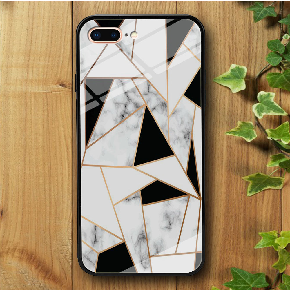 Ceramics Black White Gold iPhone 7 Plus Tempered Glass Case
