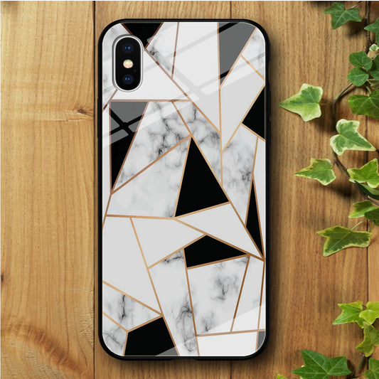 Ceramics Black White Gold iPhone Xs Max Tempered Glass Case