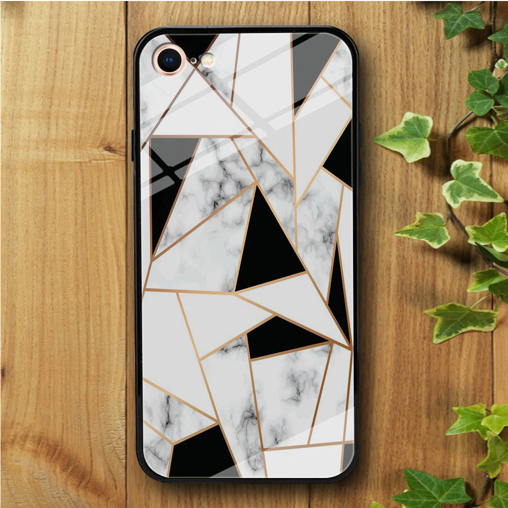 Ceramics Black White Gold iPhone 8 Tempered Glass Case