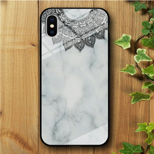 Ceramics White Flowers iPhone Xs Tempered Glass Case