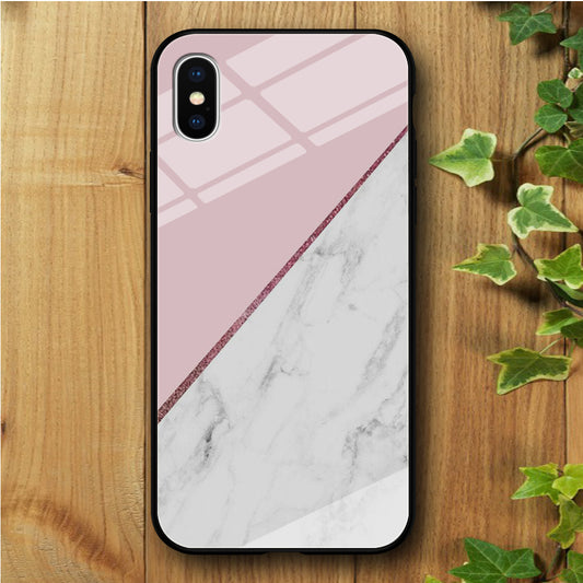 Ceramics White Pink iPhone Xs Max Tempered Glass Case
