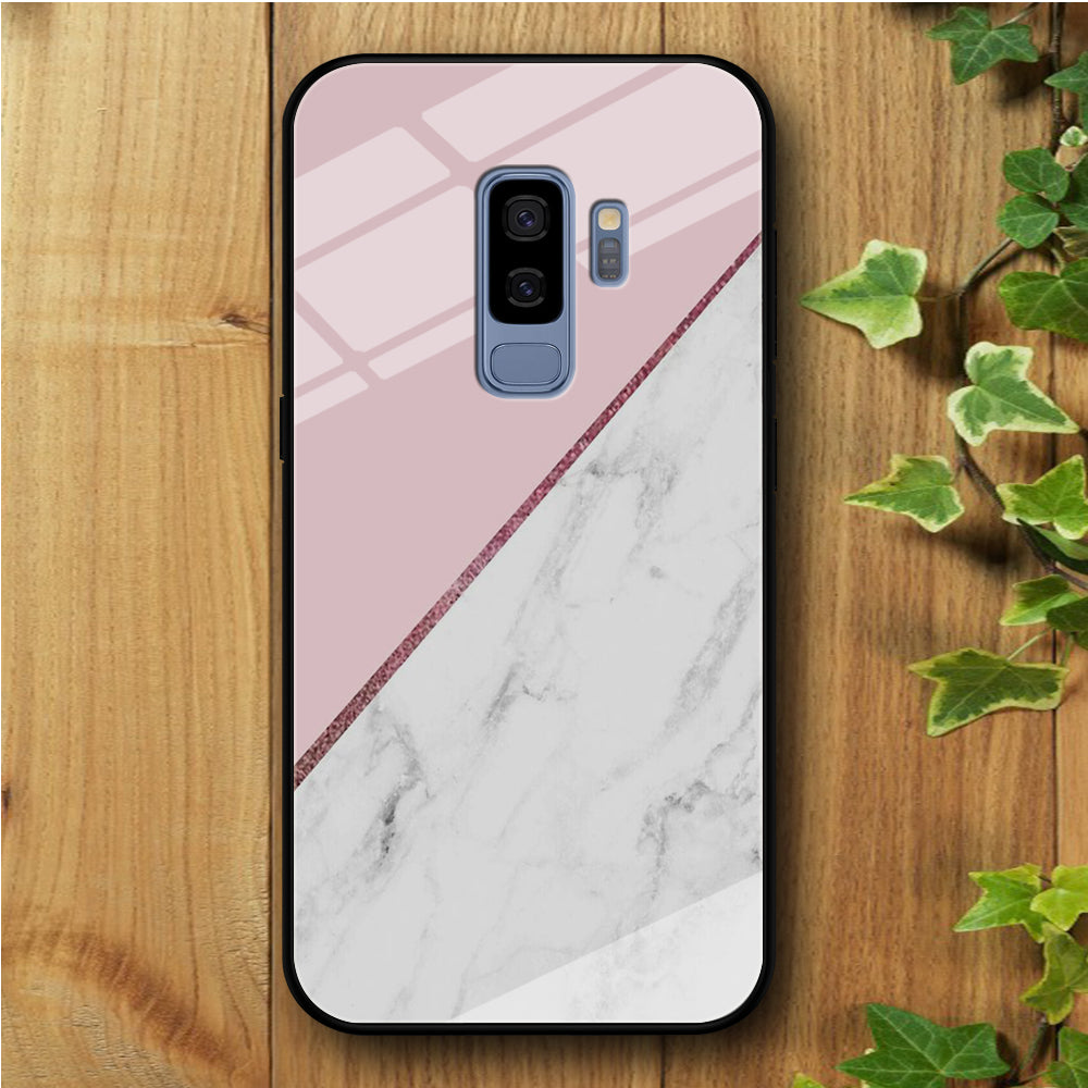 Ceramics White Pink Samsung Galaxy S9 Plus Tempered Glass Case