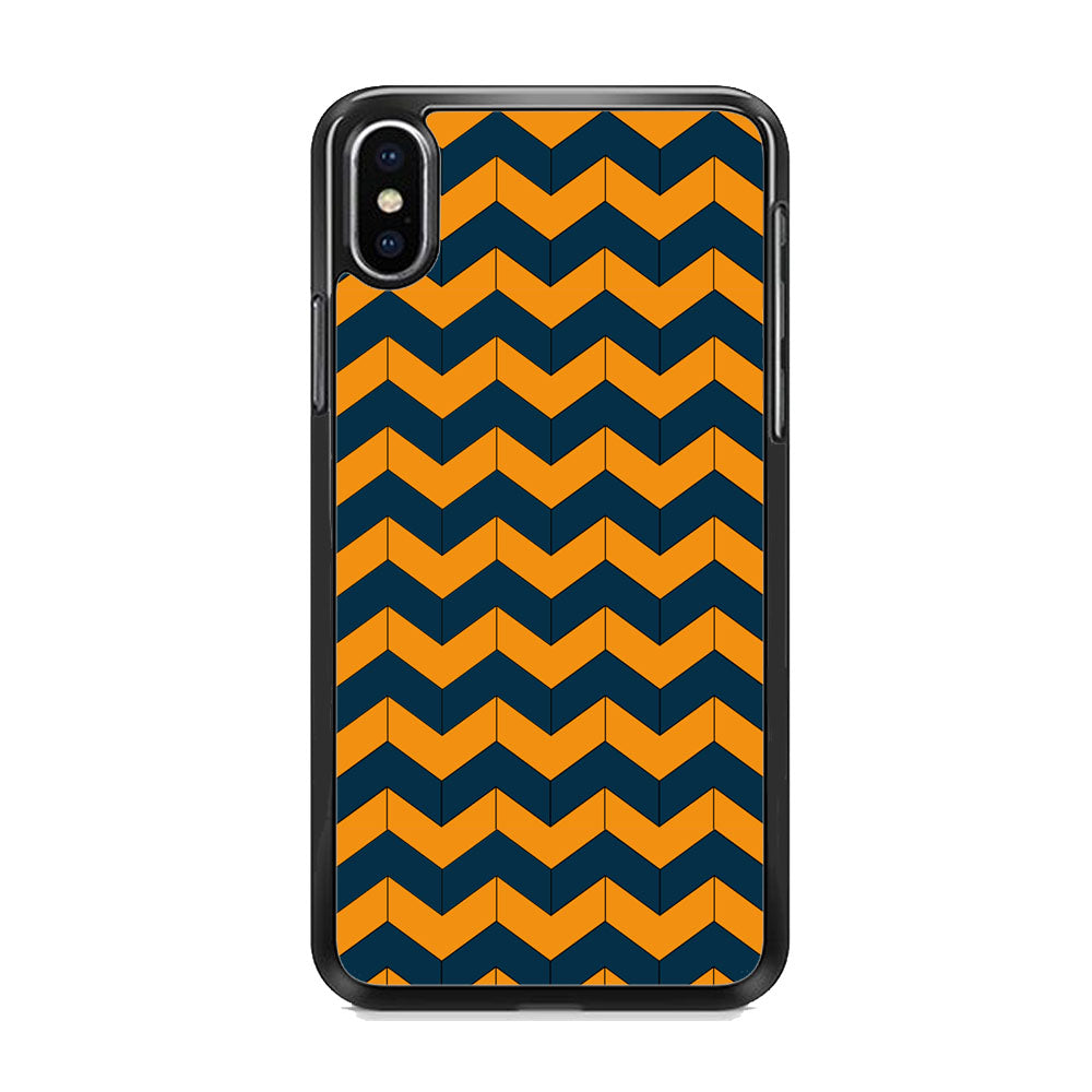 Chevron Arrow Blue Navy Orange iPhone Xs Case