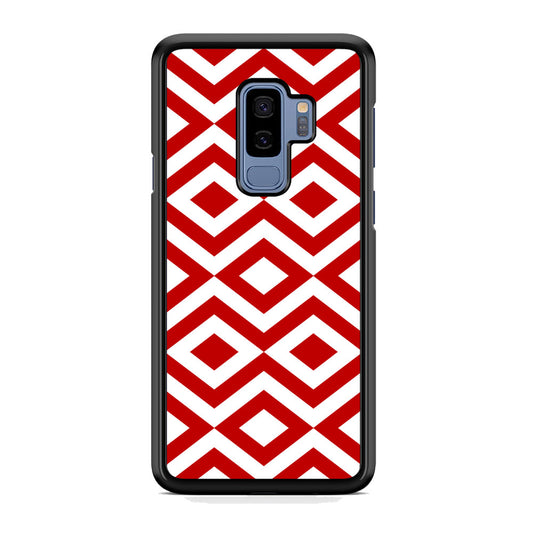 Chevron Diamond Square Maroon White Samsung Galaxy S9 Plus Case