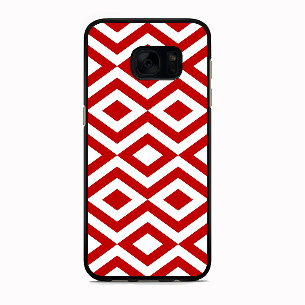 Chevron Diamond Square Maroon White Samsung Galaxy S7 Edge Case