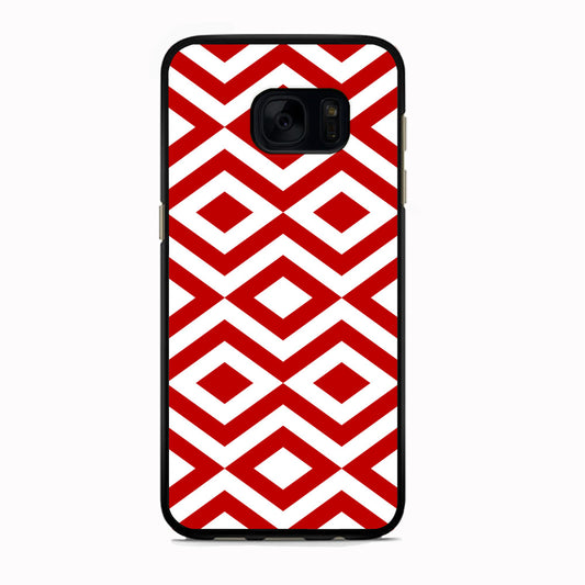 Chevron Diamond Square Maroon White Samsung Galaxy S7 Edge Case