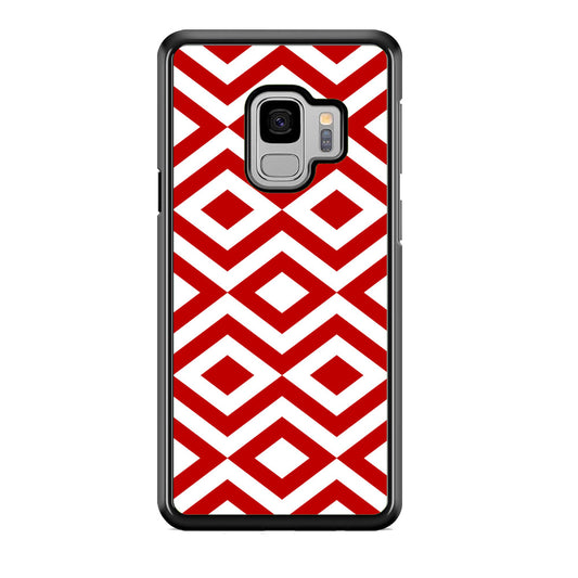 Chevron Diamond Square Maroon White Samsung Galaxy S9 Case