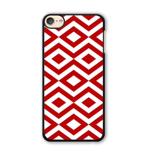 Chevron Diamond Square Maroon White iPod Touch 6 Case - Ezzystore