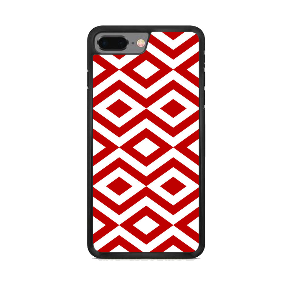 Chevron Diamond Square Maroon White iPhone 7 Plus Case