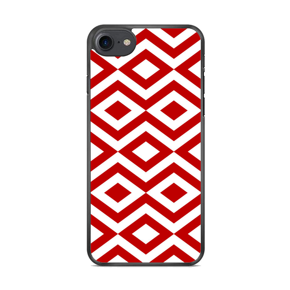 Chevron Diamond Square Maroon White iPhone 8 Case